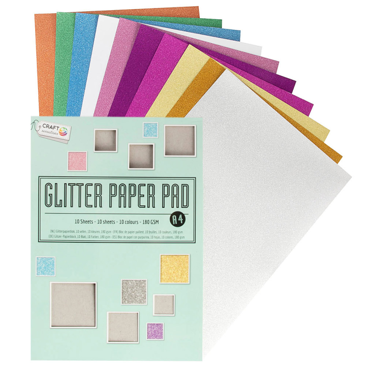 Läs mer om Craft Sensations Färgat glitterpapper A4 180g 10-pack