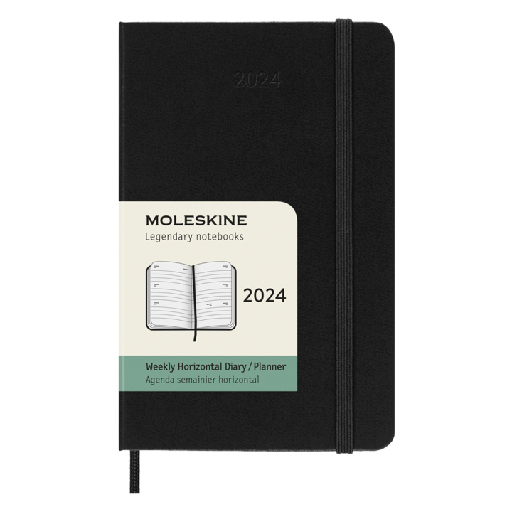 12M Weekly Planner Horizontal Hardcover Pocket Black i gruppen Papper & Block / Kalendrar och almanackor / 12-månaderskalendrar hos Pen Store (130174)