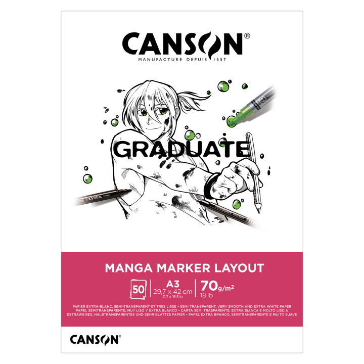 Graduate Manga Marker Layout Pad A3 70g i gruppen Papper & Block / Konstnärsblock / Markerblock hos Pen Store (130659)