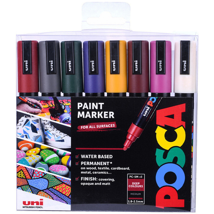 Läs mer om Posca PC-5M Deep Colours 8-set