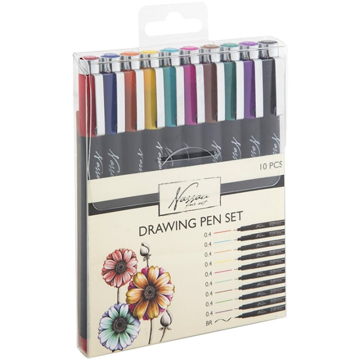 Läs mer om Nassau Fine Art Drawing Pen Colour Fineliners 10-set