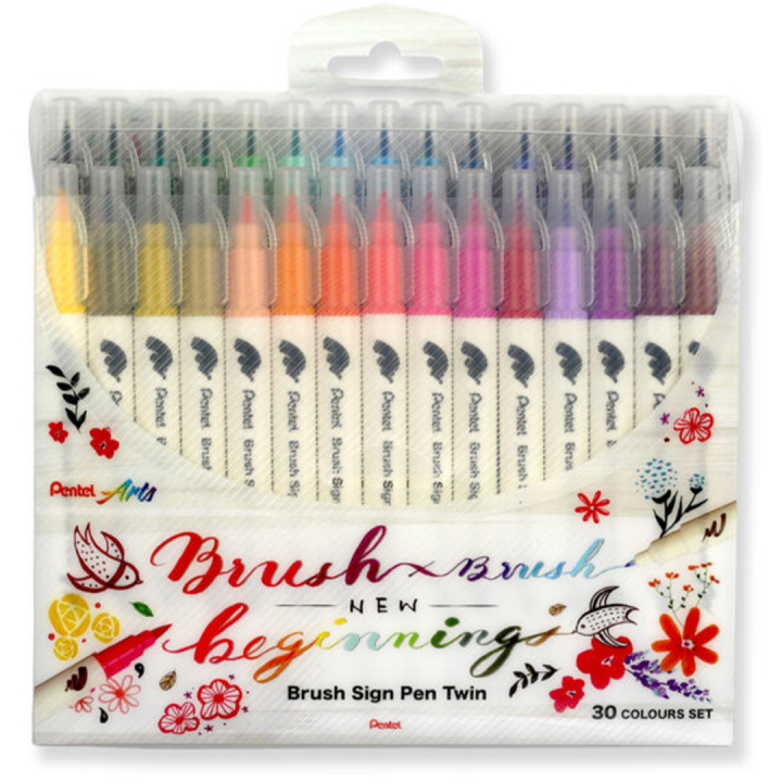 Läs mer om Pentel Brush Sign Pen Twin 30-pack