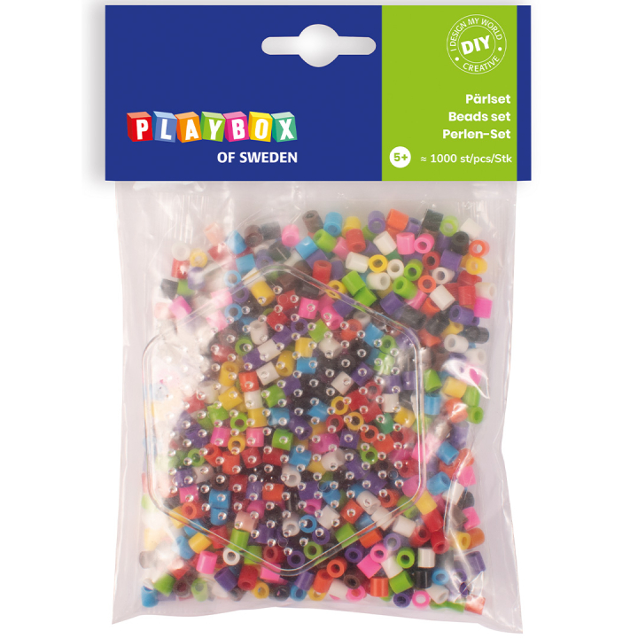 Läs mer om Playbox Rörpärlor Hexagon 1000 st Mix