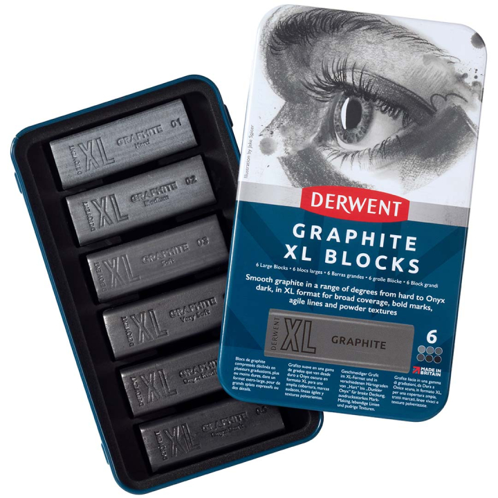 Graphite XL Blocks Tin 6-set i gruppen Konstnärsmaterial / Kritor och blyerts / Grafit och blyerts hos Pen Store (131409)