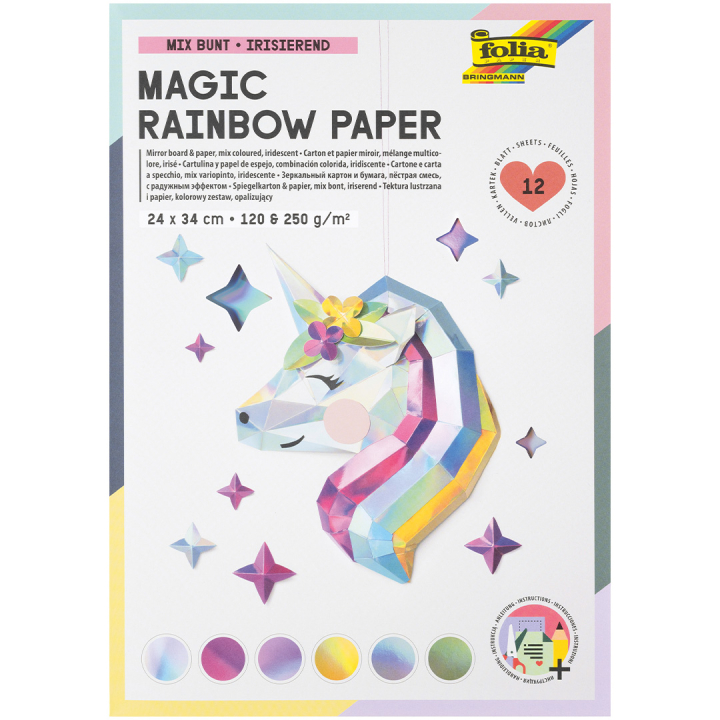 Färgskiftande papper/kartong Magic Rainbow 12 Ark i gruppen Kids / Barnpyssel och kreativitet / Pysselpapper och ritblock hos Pen Store (131533)