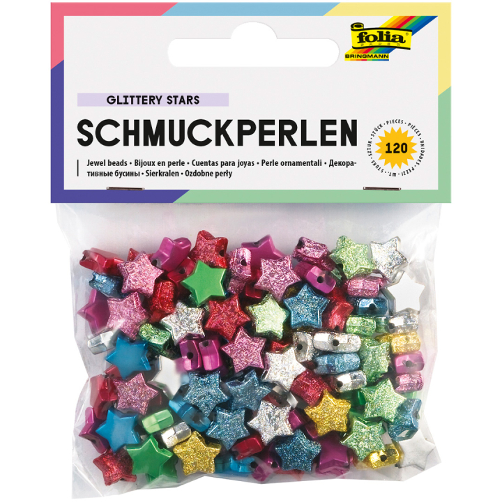 Glitterpärlor Stjärnor 120-pack i gruppen Kids / Barnpyssel och kreativitet / Smyckestillverkning för barn  hos Pen Store (131535)