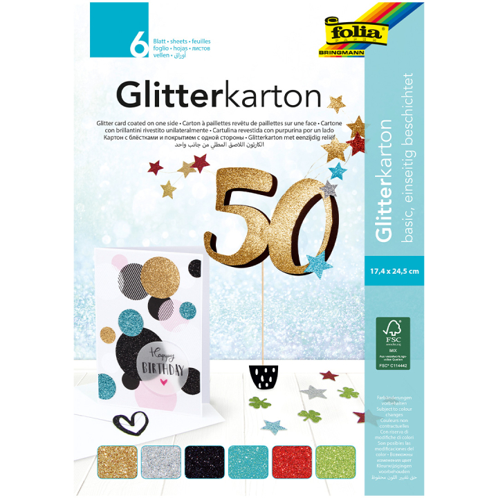 Glitterkartong Basic 6 Ark i gruppen Kids / Barnpyssel och kreativitet / Pysselpapper och ritblock hos Pen Store (131656)