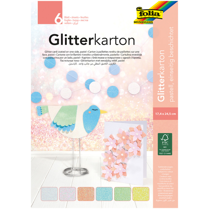 Glitterkartong Pastell 6 Ark i gruppen Kids / Barnpyssel och kreativitet / Pysselpapper och ritblock hos Pen Store (131657)