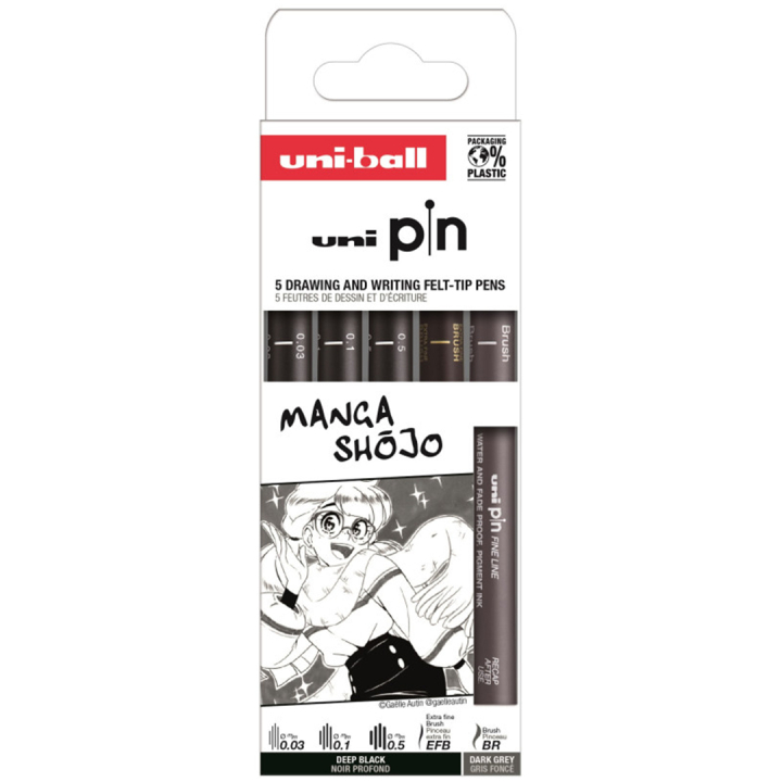 Pin Fineliner 5-set Manga Shojo i gruppen Pennor / Skriva / Fineliners hos Pen Store (132731)