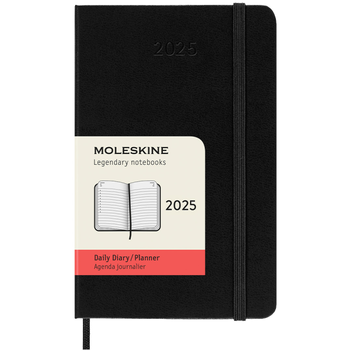 12M Daily Kalender 2025 Hardcover Pocket Black i gruppen Papper & Block / Kalendrar och almanackor / 12-månaderskalendrar hos Pen Store (133770)