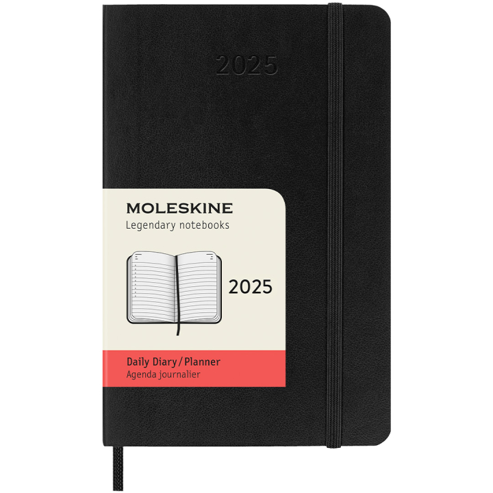 12M Daily Kalender 2025 Softcover Pocket Black i gruppen Papper & Block / Kalendrar och almanackor / 12-månaderskalendrar hos Pen Store (133771)