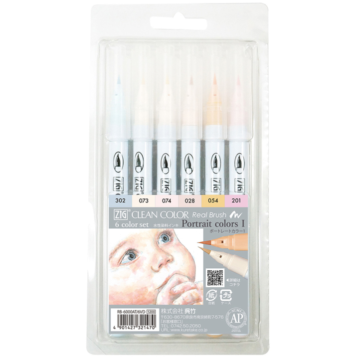 Clean Color Real Brush 6-set Portrait Colors I i gruppen Pennor / Konstnärspennor / Penselpennor hos Pen Store (134108)