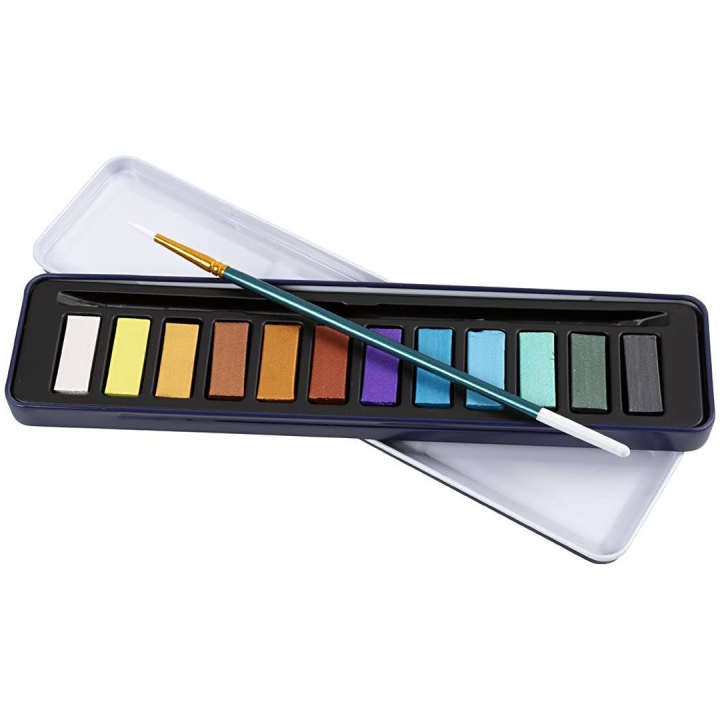 Akvarellfärg 12-set Metallic i gruppen Konstnärsmaterial / Konstnärsfärger / Akvarellfärg / Akvarellfärg för barn hos Pen Store (134822)