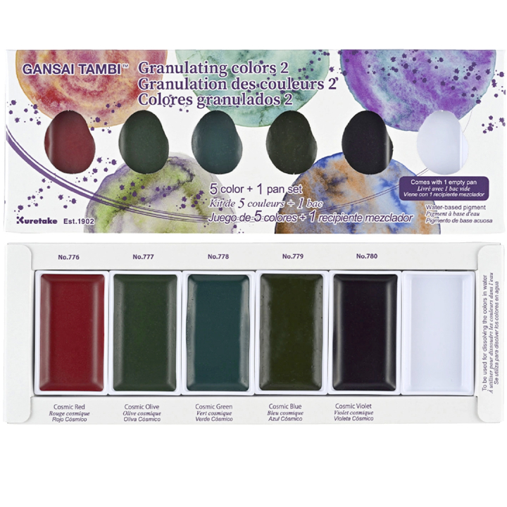 Gansai Tambi Akvarell 5-set Granulating Colors 2 i gruppen Konstnärsmaterial / Konstnärsfärger / Akvarellfärg / Akvarellfärg i kopp hos Pen Store (135537)