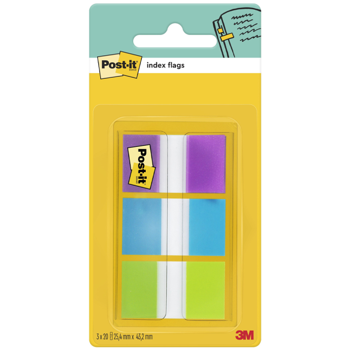 Post-it Indexflikar 25,4x43,2 mm 3 färger i gruppen Papper & Block / Skriva och anteckna / Post-it och notisblock hos Pen Store (135556)