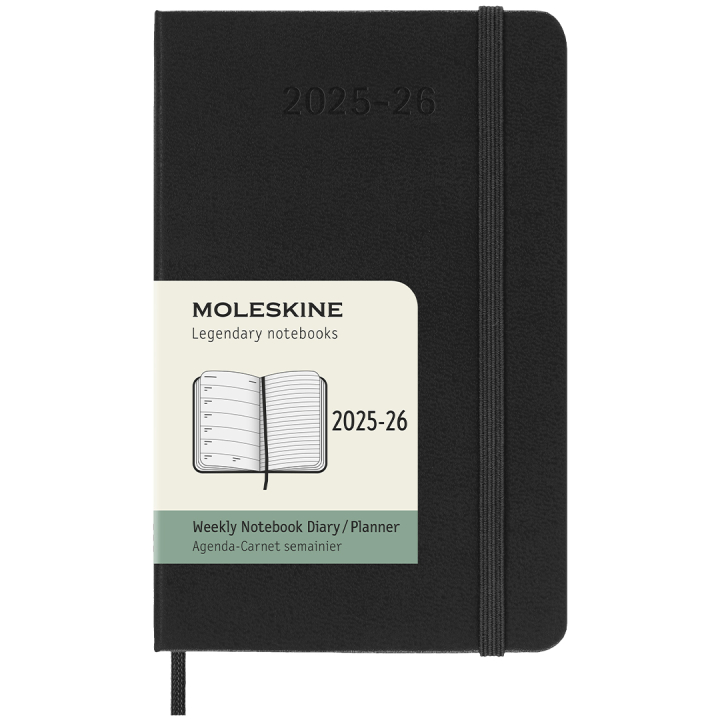 Kalender 18M WeekNote Hard Cover Pocket Black i gruppen Papper & Block / Kalendrar och almanackor / 18-månaderskalendrar hos Pen Store (135590)