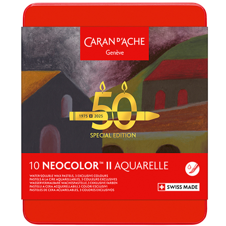 Neocolor II Aquarelle 50 Years Dark 10-set i gruppen Konstnärsmaterial / Konstnärsfärger / Pastell / Vaxpasteller hos Pen Store (135632)