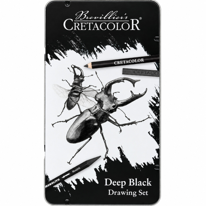Deep Black Box tecknarset 10 delar i gruppen Konstnärsmaterial / Kritor och blyerts / Kolpennor och ritkol hos Pen Store (135646)