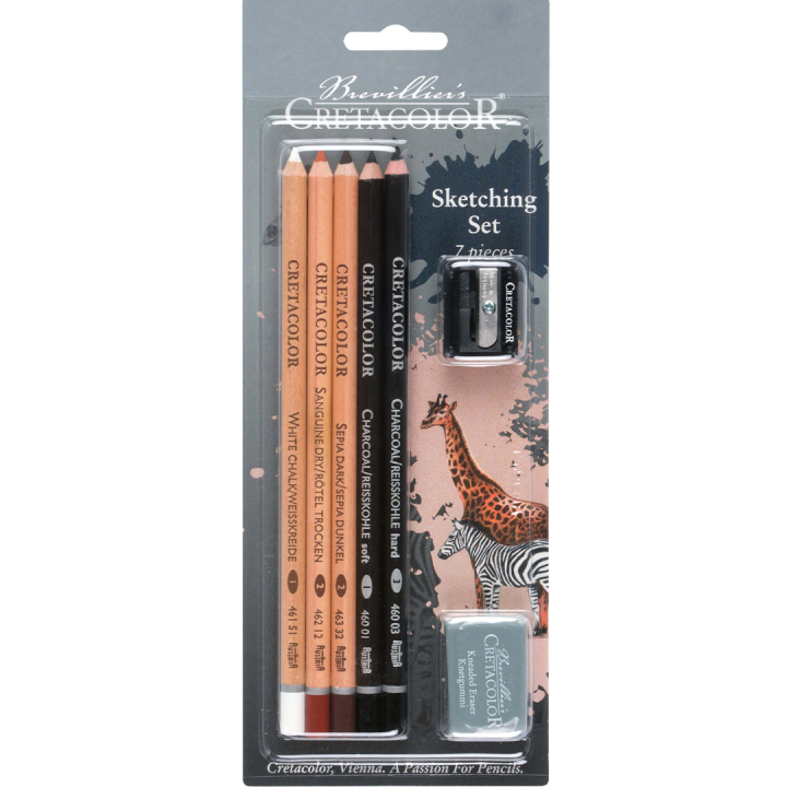 Skiss-set 7 delar i gruppen Konstnärsmaterial / Kritor och blyerts / Kolpennor och ritkol hos Pen Store (135652)
