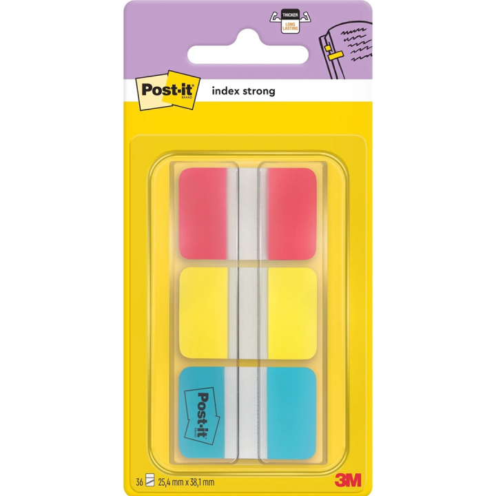 Post-It Indexflikar 25,4x38,1 mm Strong 3 färger i gruppen Papper & Block / Skriva och anteckna / Post-it och notisblock hos Pen Store (135701)