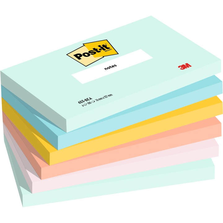 Post-it 76x127 Färgmix Beachside 6-pack i gruppen Papper & Block / Skriva och anteckna / Post-it och notisblock hos Pen Store (135710)