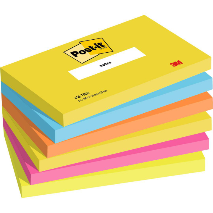Post-it 76x127 Färgmix Energetic 6-pack i gruppen Papper & Block / Skriva och anteckna / Post-it och notisblock hos Pen Store (135711)