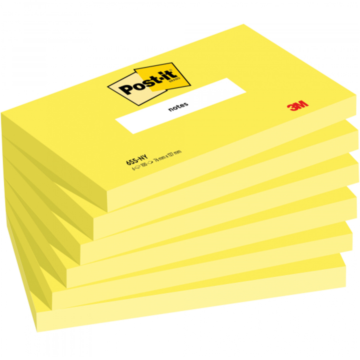 Post-it 76x127 Neon-gul 6-pack i gruppen Papper & Block / Skriva och anteckna / Post-it och notisblock hos Pen Store (135714)