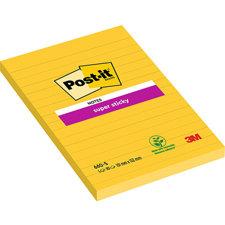 Post-It Super Sticky 102x152 Gul Linjerad i gruppen Papper & Block / Skriva och anteckna / Post-it och notisblock hos Pen Store (135727)