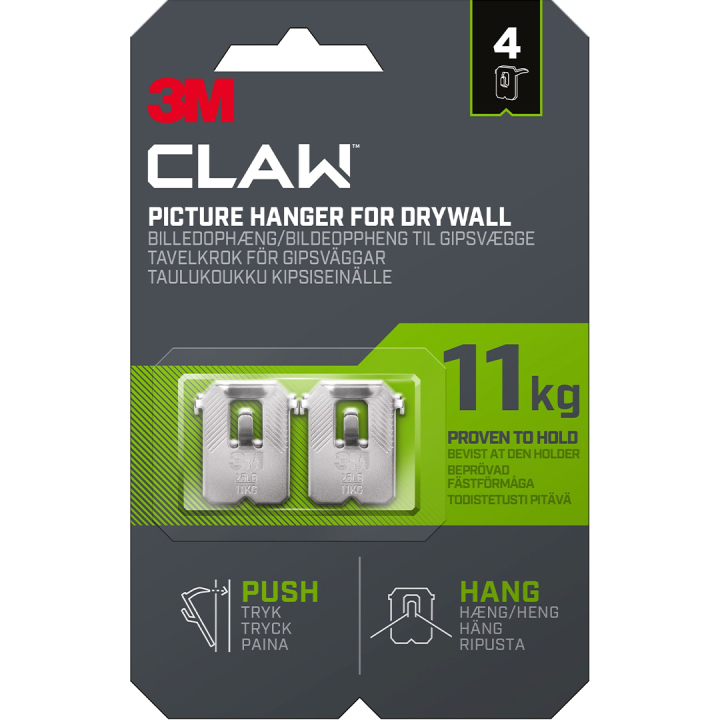 Claw Tavelkrok för gipsvägg 11 kg 4-pack i gruppen Skapande & Hobby / Organisera / Ramar / Tavelupphängning hos Pen Store (135736)