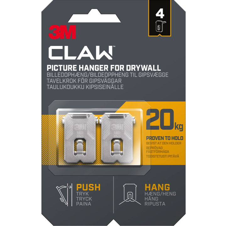 Claw Tavelkrok för gipsvägg 20 kg 4-pack i gruppen Skapande & Hobby / Organisera / Ramar / Tavelupphängning hos Pen Store (135738)