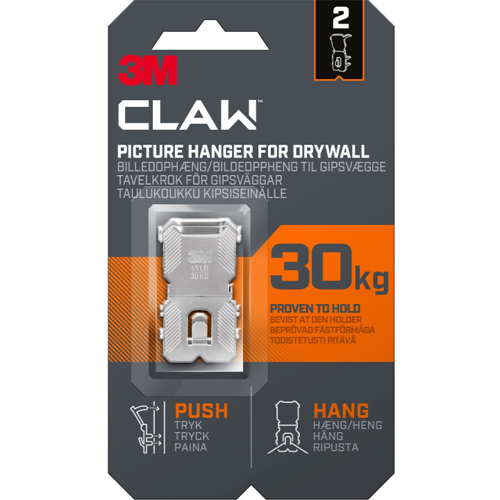 Claw Tavelkrok för gipsvägg 30 kg 2-pack i gruppen Skapande & Hobby / Organisera / Ramar / Tavelupphängning hos Pen Store (135739)