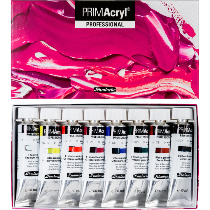 PRIMAcryl Akrylfärg 60 ml 8-set i gruppen Konstnärsmaterial / Konstnärsfärger / Akrylfärg hos Pen Store (136012)