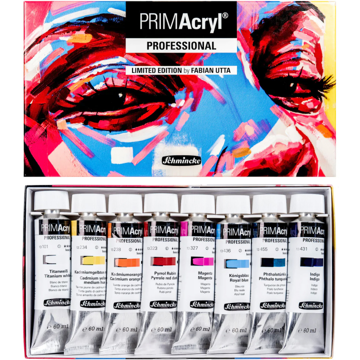 PRIMAcryl Akrylfärg 60 ml 8-set Fabian Utta i gruppen Konstnärsmaterial / Konstnärsfärger / Akrylfärg hos Pen Store (136013)