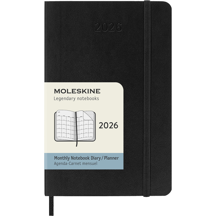 Kalender 12M Monthly 2026 Softcover Pocket Black i gruppen Papper & Block / Kalendrar och almanackor / 12-månaderskalendrar hos Pen Store (136098)