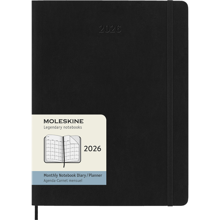 Kalender 12M Monthly 2026 Softcover XL Black i gruppen Papper & Block / Kalendrar och almanackor / 12-månaderskalendrar hos Pen Store (136099)