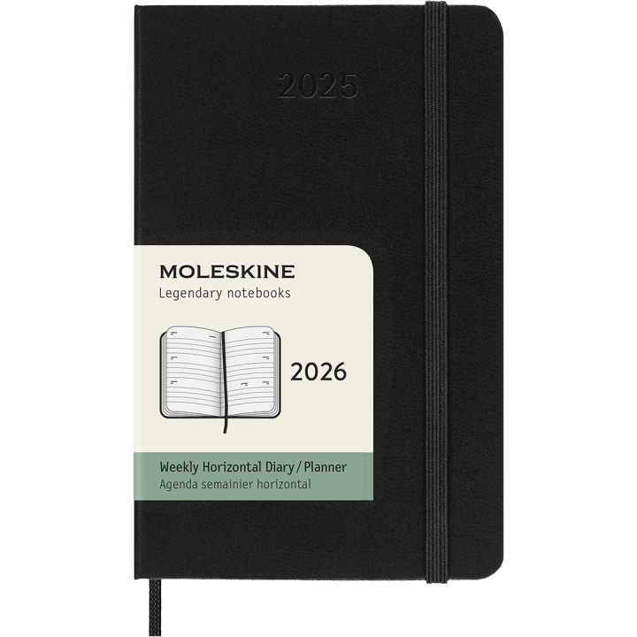 Kalender 12M Weekly Horizontal 2026 Hardcover Pocket Black i gruppen Papper & Block / Kalendrar och almanackor / 12-månaderskalendrar hos Pen Store (136108)