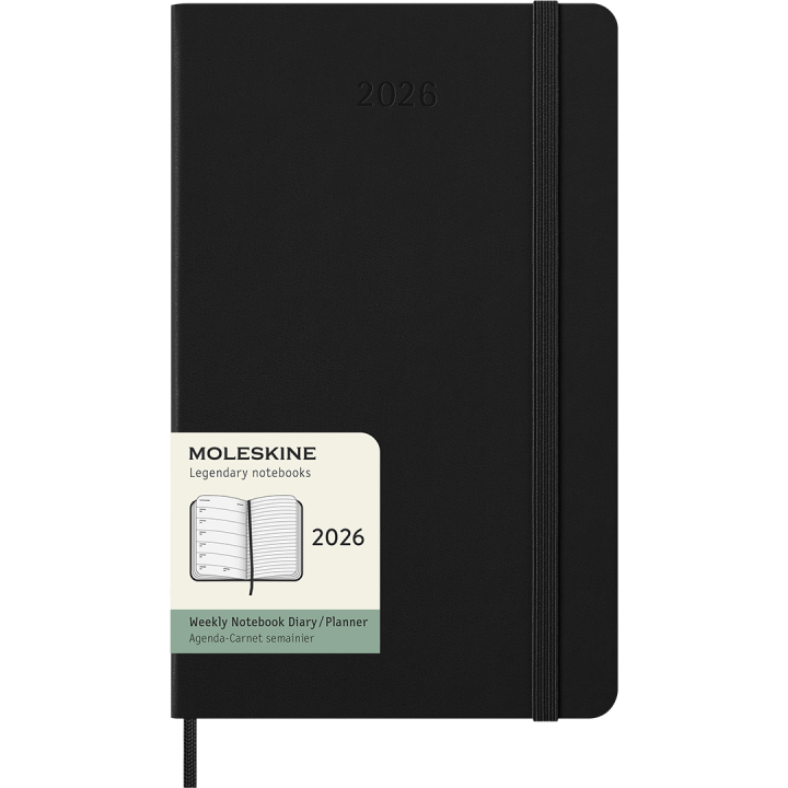 Kalender 12M Weekly Notebook 2026 Hardcover Large Black i gruppen Papper & Block / Kalendrar och almanackor / 12-månaderskalendrar hos Pen Store (136110)
