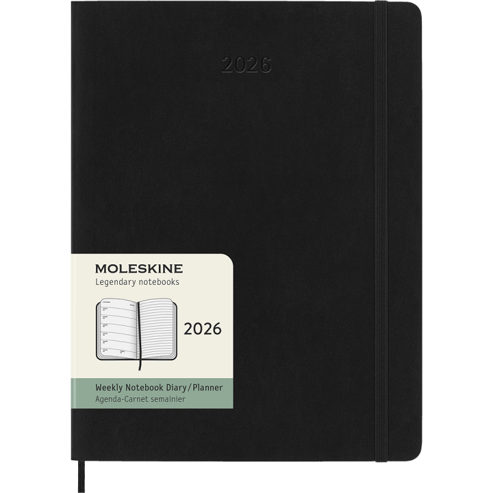 Kalender 12M Weekly Notebook 2026 Softcover XL Black i gruppen Papper & Block / Kalendrar och almanackor / 12-månaderskalendrar hos Pen Store (136127)