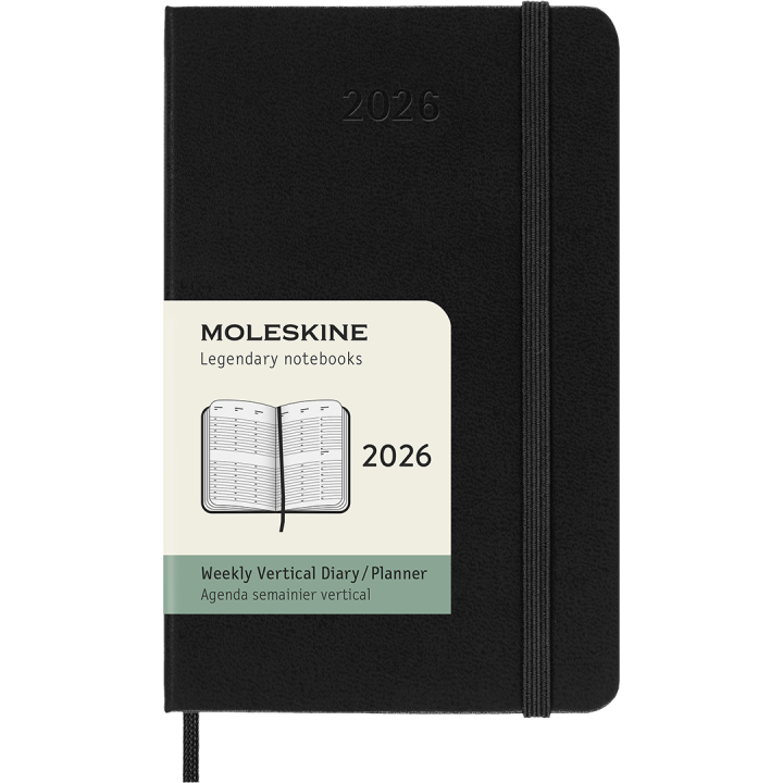 Kalender 12M Weekly Vertical 2026 Hardcover Pocket Black i gruppen Papper & Block / Kalendrar och almanackor / 12-månaderskalendrar hos Pen Store (136131)