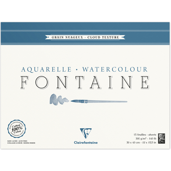 Fontaine Akvarellblock Cloud Texture 30x40 cm 300g i gruppen Papper & Block / Konstnärsblock / Akvarellblock hos Pen Store (136137)