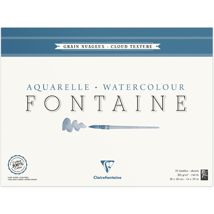 Fontaine Akvarellblock Cloud Texture 36x48 cm 300g i gruppen Papper & Block / Konstnärsblock / Akvarellblock hos Pen Store (136138)