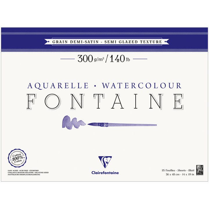 Fontaine Akvarellblock Semi-Glazed 36x48 cm 300g i gruppen Papper & Block / Konstnärsblock / Akvarellblock hos Pen Store (136161)