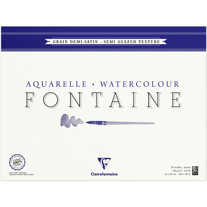 Fontaine Akvarellblock Semi-Glazed 42x56 cm 300g i gruppen Papper & Block / Konstnärsblock / Akvarellblock hos Pen Store (136162)