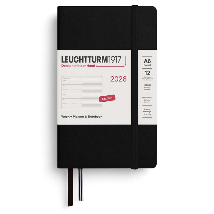 Kalender Weekly Planner & Notebook 2026 A6 Black i gruppen Papper & Block / Kalendrar och almanackor / 12-månaderskalendrar hos Pen Store (136230)