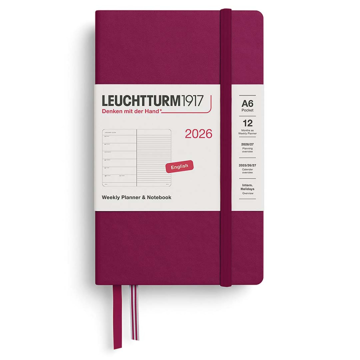 Kalender Weekly Planner & Notebook 2026 A6 Port Red i gruppen Papper & Block / Kalendrar och almanackor / 12-månaderskalendrar hos Pen Store (136232)