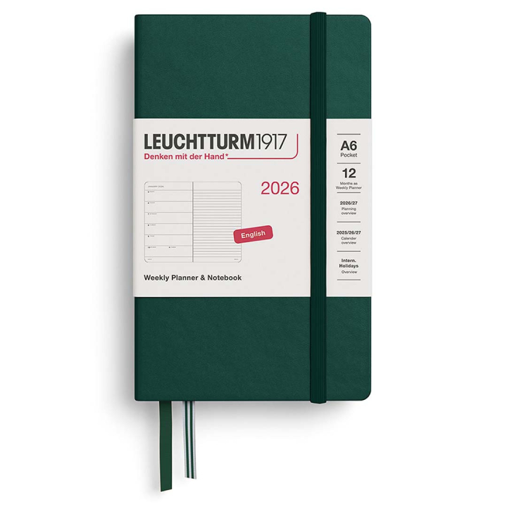 Kalender Weekly Planner & Notebook 2026 A6 Forest Green i gruppen Papper & Block / Kalendrar och almanackor / 12-månaderskalendrar hos Pen Store (136235)