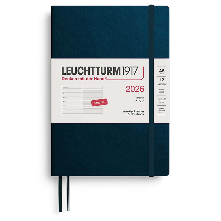 Kalender Weekly Planner & Notebook 2026 A5 Soft Cover Deep Sea i gruppen Papper & Block / Kalendrar och almanackor / 12-månaderskalendrar hos Pen Store (136247)