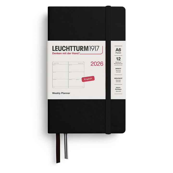Kalender Weekly Planner 2026 A6 Black i gruppen Papper & Block / Kalendrar och almanackor / 12-månaderskalendrar hos Pen Store (136259)