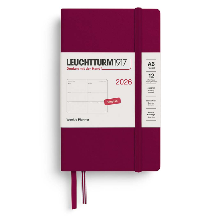 Kalender Weekly Planner 2026 A6 Port Red i gruppen Papper & Block / Kalendrar och almanackor / 12-månaderskalendrar hos Pen Store (136261)