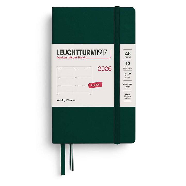 Kalender Weekly Planner 2026 A6 Forest Green i gruppen Papper & Block / Kalendrar och almanackor / 12-månaderskalendrar hos Pen Store (136264)